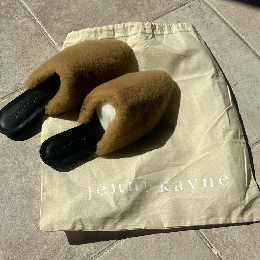 Jenni Kayne Tan Shearling Mules